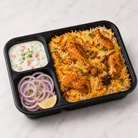 Chicken Dum Biryani + Raita