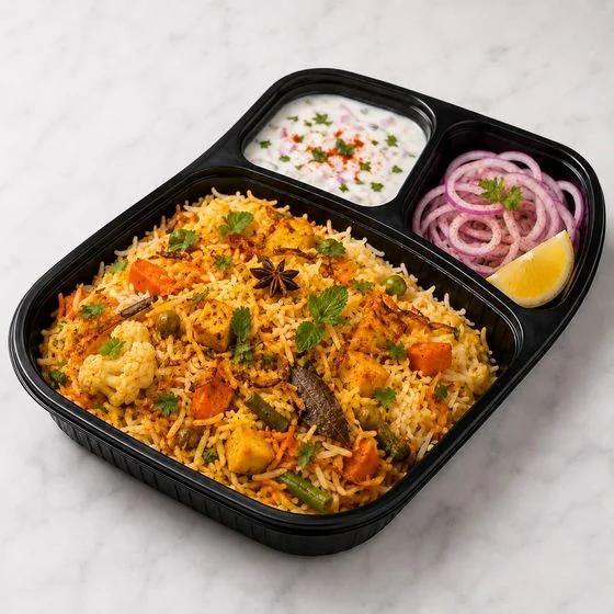 Vegetable Dum Biryani + Raita (Veg)